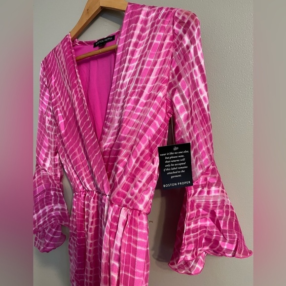 Boston Proper Womens Pink Long Bell Sleeves Lined Mini Dress XXS NWT - Picture 8 of 11